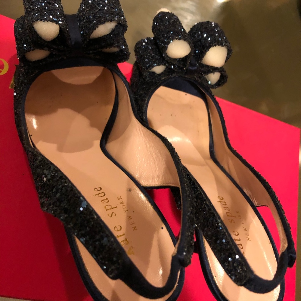 Kate Spade women navy / glitter heel shoes - Picture 8 of 8